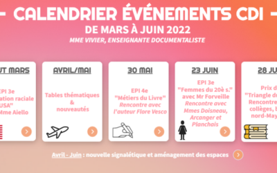 Mars à juin 2022 : Calendrier des événements CDI