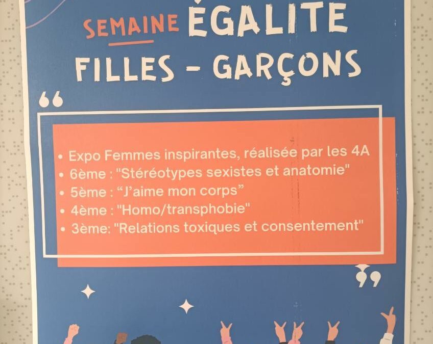 Poursuite de la Semaine EGALITE filles/garçons